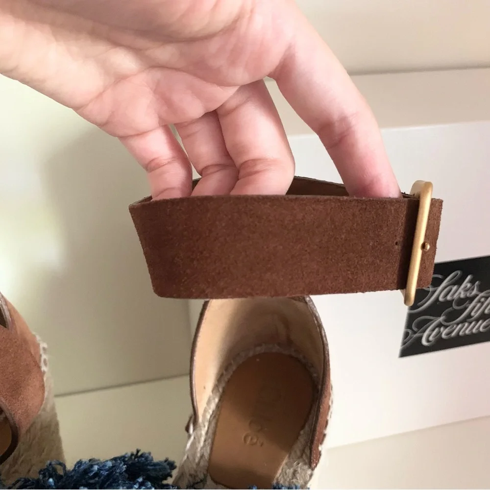 Chloe suede denim wedge heels